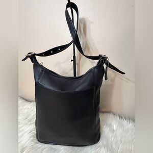 Vintage COACH (# 9060) "Legacy Slim Duffle Sac" Black Leather Shoulder bag